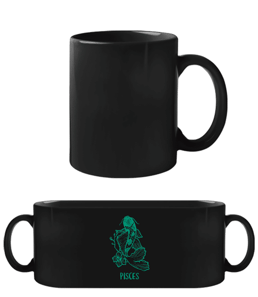 Aperçu: Scribble Style Zodiac Sign Pisces - Tasse Noire - Noir - Devant