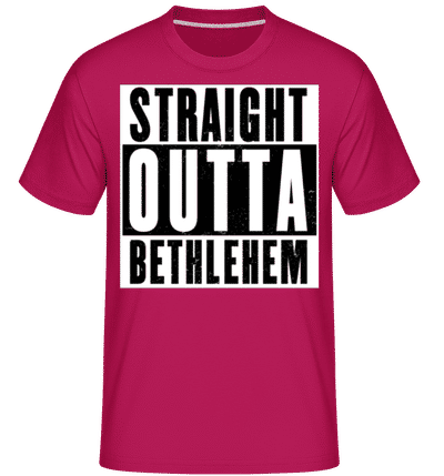 Straight Outta Bethlehem white -  Shirtinator Men's T-Shirt - Magenta - Front