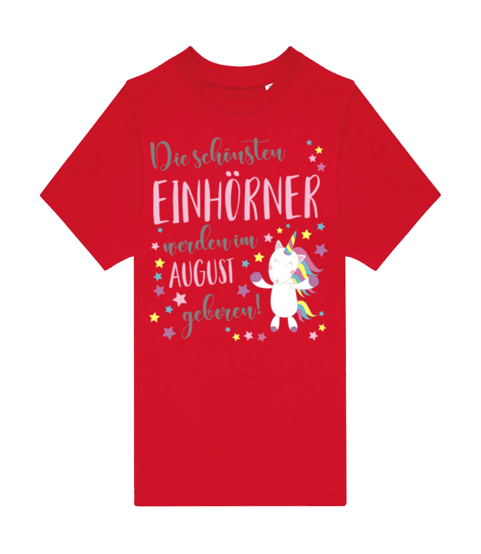 Vorschau: Einhorn Geboren In August - Kinder T-Shirt B&C - Rot - Vorne