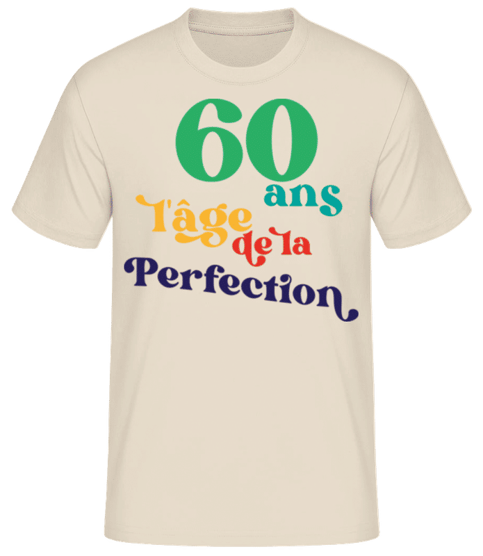 Aperçu: 60 L'âge De La Perfection - T-shirt standard Homme - Crème - Devant