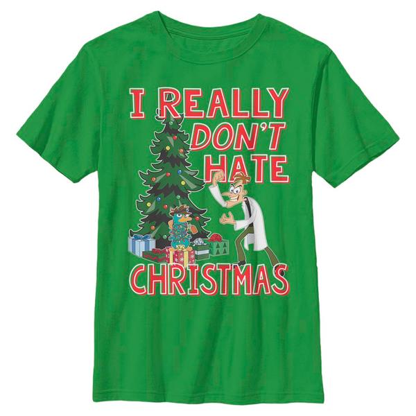 Aperçu: Disney Classics - Phinéas et Ferb - Doof Christmas - Christmas - Enfant T-shirt - Vert irlandais - Devant
