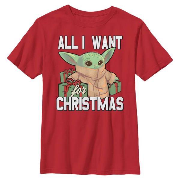Aperçu: Star Wars - The Mandalorian - The Child Christmas Baby V2 - Christmas - Enfant T-shirt - Rouge - Devant