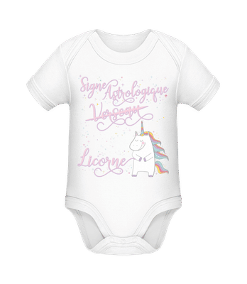 Signe Astrologique Licorne Verseau - Body manches courtes bio - Blanc - Devant