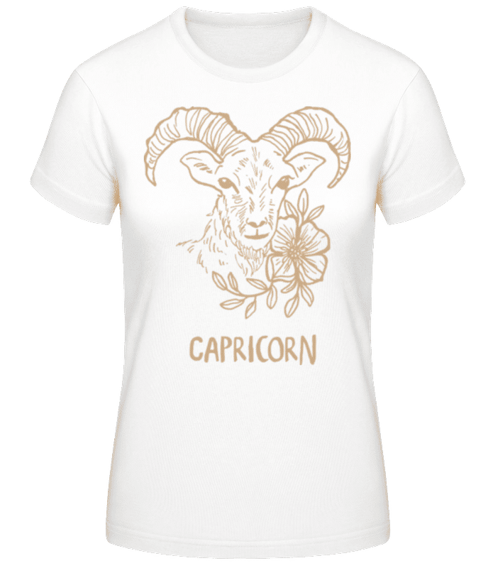Vista previa: Scribble Style Zodiac Sign Capricorn - Camiseta básica de mujer - Blanco - delante