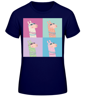 Pop Art Lama - Frauen Basic T-Shirt - Marine - Vorne