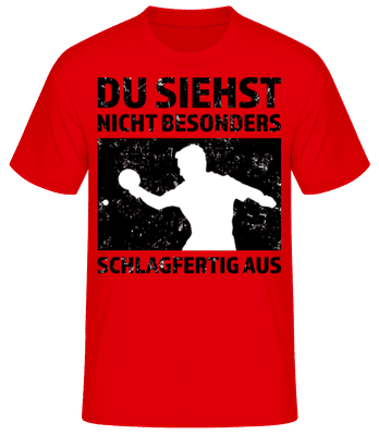 Tischtennis Schlagfertig - Männer Basic T-Shirt - Rot - Vorne