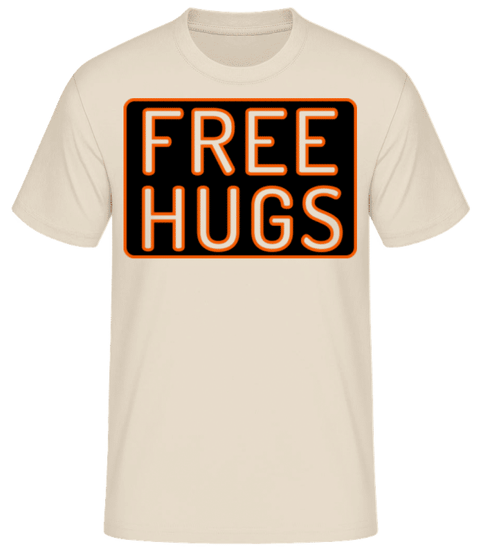 Vista previa: Free Hugs Braun - Camiseta básica para hombre - Crema - delante