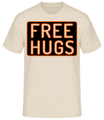 Free Hugs Braun - Männer Basic T-Shirt - Creme - Vorne