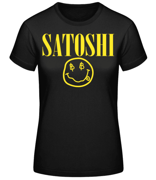 Aperçu: Satoshi Bitcoin Smiley - T-shirt standard Femme - Noir - Devant