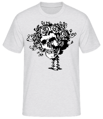 Lebka komiksové kvetiny - Pánské basic tričko - Melírově šedá - Napřed