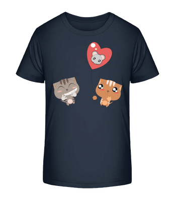 Cats Heart Balloon - Detské Bio tričko Stanley Stella 2.0 - Namořnická modrá - Napřed