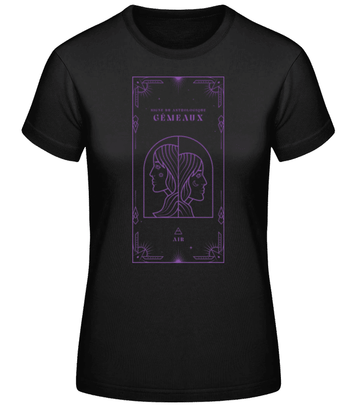 Aperçu: Art Déco Signe Astrologique Gémeaux - T-shirt standard Femme - Noir - Devant