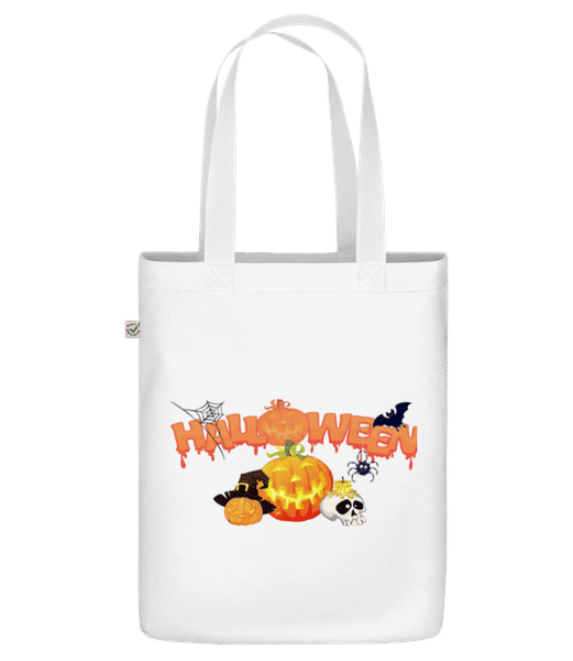 Aperçu: Halloween Citrouille Corbeau - Sac en toile bio - Blanc - Devant