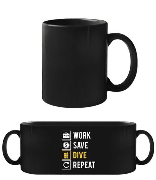 Preview: Work Save Dive Repeat - Black Mug - Black - Front