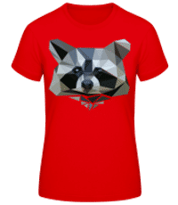 Polygon Waschbär - Frauen Basic T-Shirt - Rot - Vorne