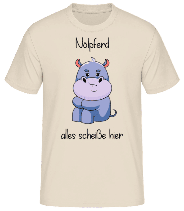 Vorschau: Nölpferd Schweigend - Männer Basic T-Shirt - Creme - Vorne