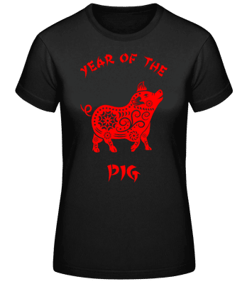Chinese Zodiac Year Of The Pig - Camiseta básica de mujer - Negro - delante