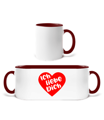 Ich Liebe Dich - Tasse zweifarbig - Weiß / Bordeaux - Vorne