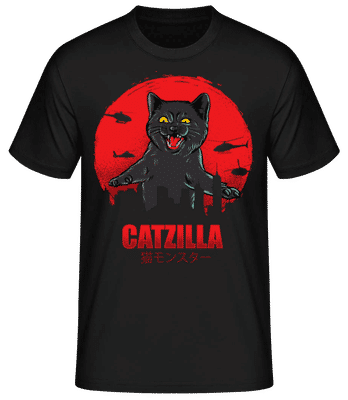 Catzilla - Camiseta básica para hombre - Negro - delante