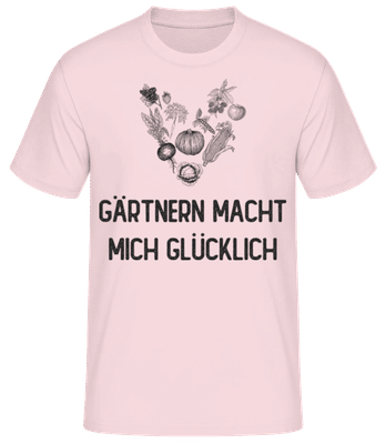 Gärtnern Macht Glücklich - Männer Basic T-Shirt - Rosa - Vorne