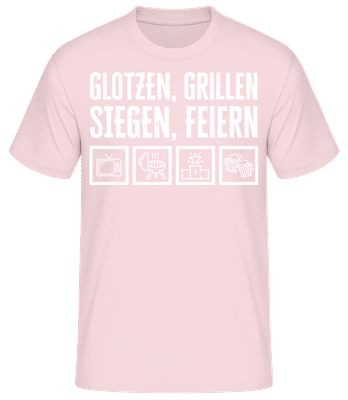 Glotzen Grillen Siegen Feiern - Männer Basic T-Shirt - Rosa - Vorne