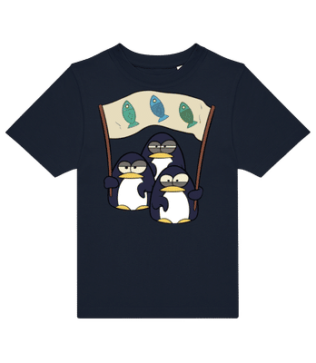 Les Pingouins Attendent Les Poissons - T-shirt enfants B&C - Bleu marine - Devant