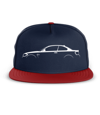 'BMW 1M Coupe E82' Silhouette - Snapback kšiltovka - Namořnická modrá / Červená - Napřed