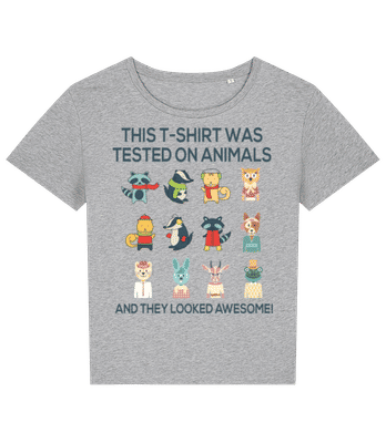 This Shirt Was Tested On Animals - T-shirt bio Femme Stanley Stella 2.0 - Gris chiné - Devant
