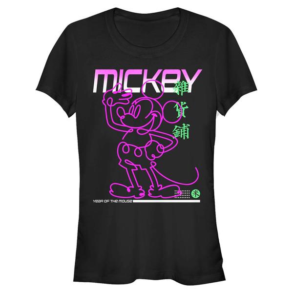 Aperçu: Disney - Mickey Mouse - Mickey Mouse Street Glow - Femme T-shirt - Noir - Devant