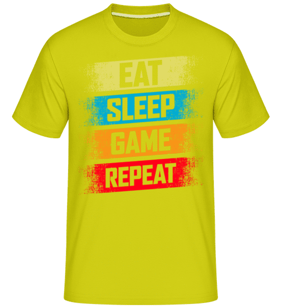 Preview: Eat Sleep Game Repeat -  Shirtinator Men's T-Shirt - Lime - Front
