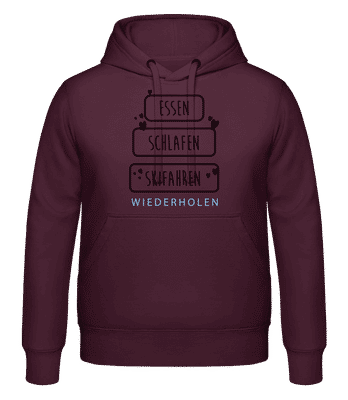 Essen Schlafen Skifahren - Unisex Hoodie - Bordeaux - Vorne