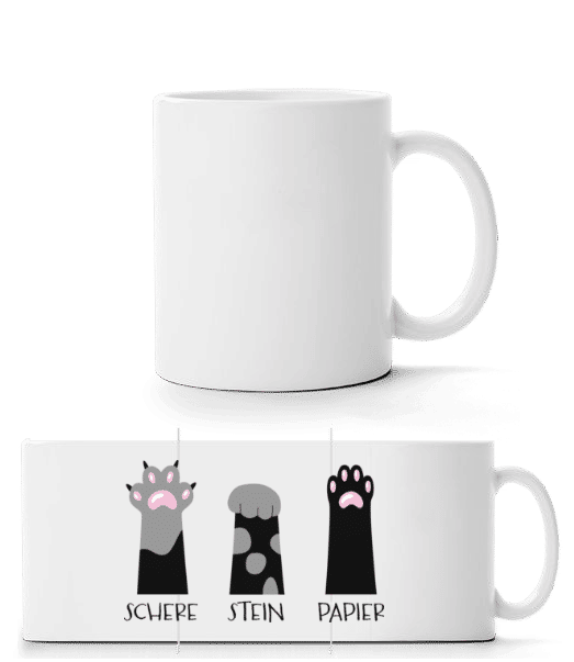 Vorschau: Schere Stein Papier - Panoramatasse - Weiß - Vorne