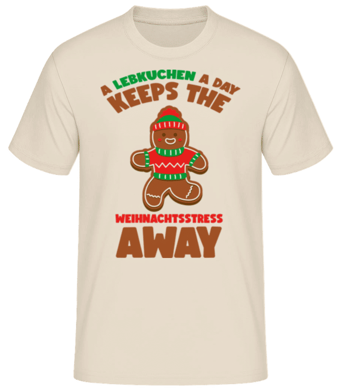 Vorschau: Keeps Weihnachtsstress Away - Männer Basic T-Shirt - Creme - Vorne