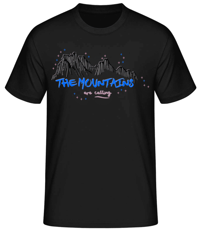 Vorschau: The Montains Are Calling - Männer Basic T-Shirt - Schwarz - Vorne