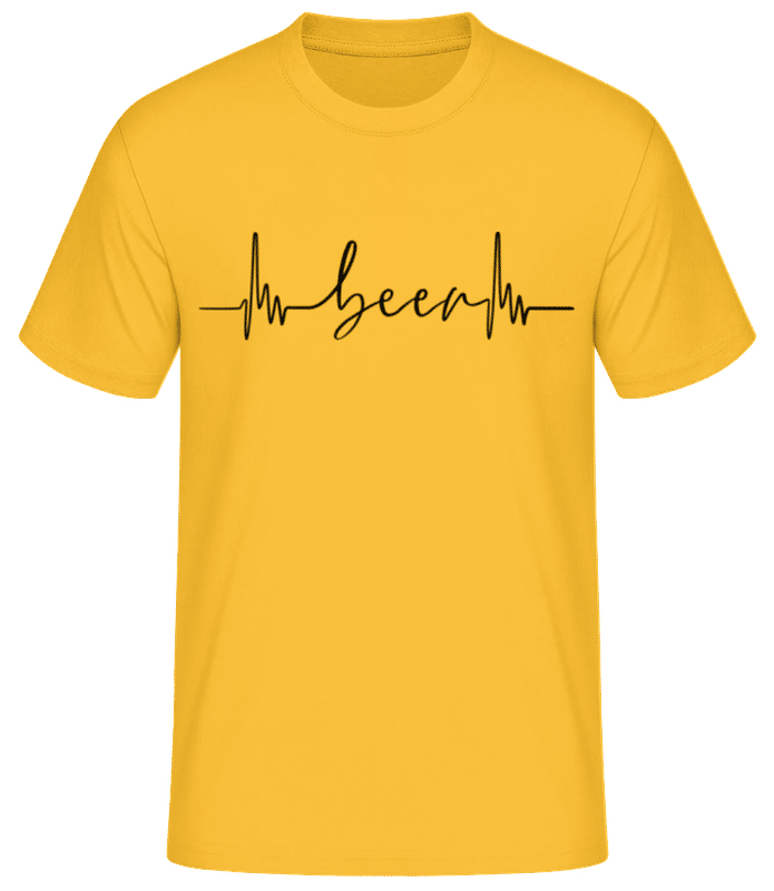 Vista previa: Beer Hearbeat - Camiseta básica para hombre - Amarillo dorado - delante