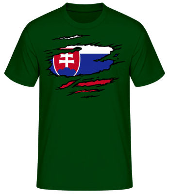 Roztrhaná Vlajka Slovenska - Pánske basic tričko - Bottle green - Predné