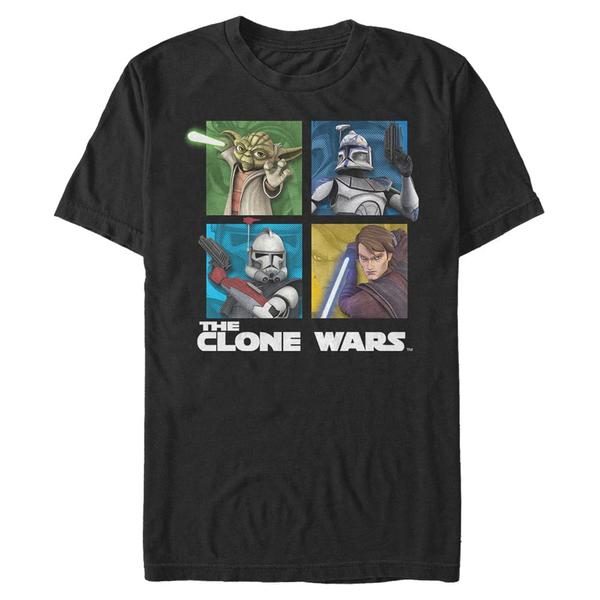 Aperçu: Star Wars - The Clone Wars - Skupina Panel Four - Homme T-shirt - Noir - Devant