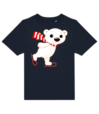 Schlittschuh Eisbär - Kinder T-Shirt B&C - Marine - Vorne