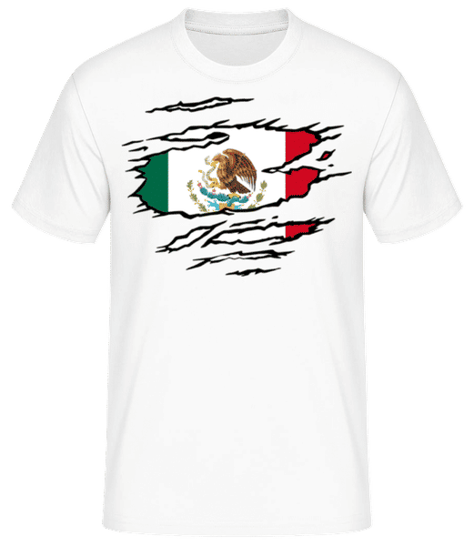 Aperçu: Ripped Flag Mexico - T-shirt standard Homme - Blanc - Devant