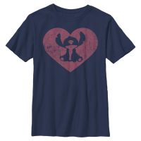 Disney Classics - Lilo & Stitch - Stitch Heart - Niños Camiseta - Marino - delante