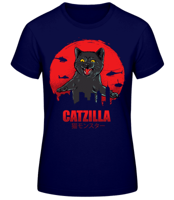 Catzilla - Women's Basic T-Shirt - Navy - Front