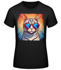 Bengalkatze Hippie Look - Frauen Basic T-Shirt - Schwarz - Vorne