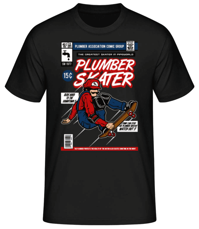 Náhľad: Plumber Skater - Pánske basic tričko - Čierna - Predné