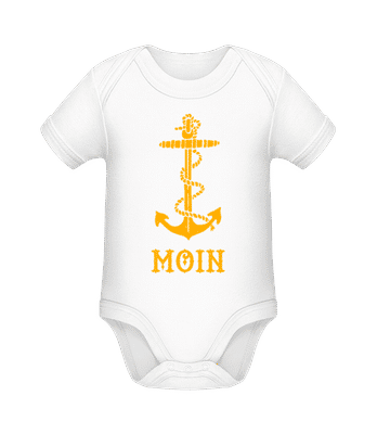 Moin Anker Hamburg - Baby Bio Strampler - Weiß - Vorne