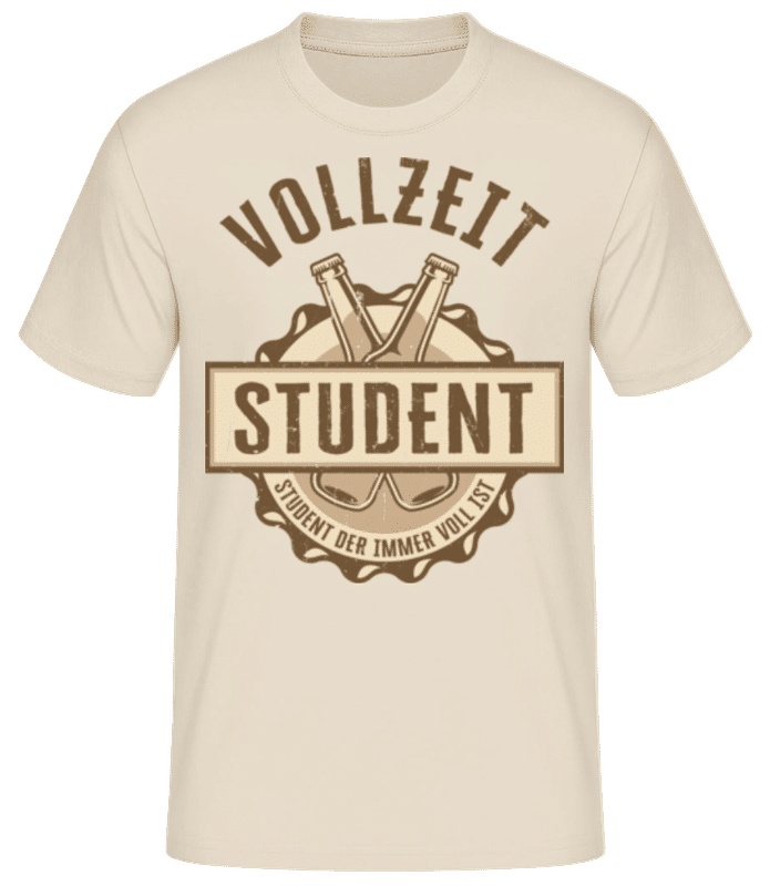 Vorschau: Vollzeit Student - Männer Basic T-Shirt - Creme - Vorne