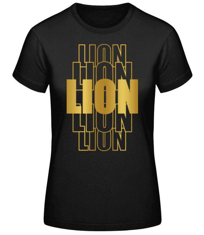Aperçu: Écriture Doré Astrologique Lion - T-shirt standard Femme - Noir - Devant