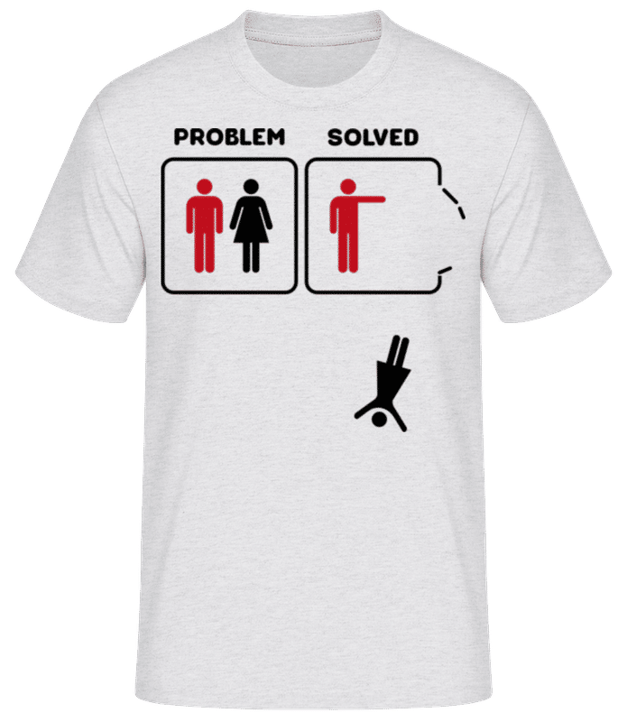 Vista previa: Problem Solved Man - Camiseta básica para hombre - Gris moteado - delante