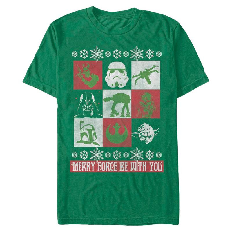 Preview: Star Wars - Skupina Quilt Xmas - Christmas - Men's T-Shirt - Kelly green - Front