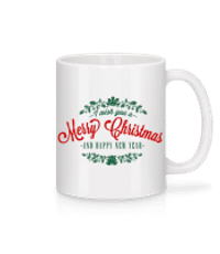 Merry Christmas Label - Tasse - Weiß - Vorne