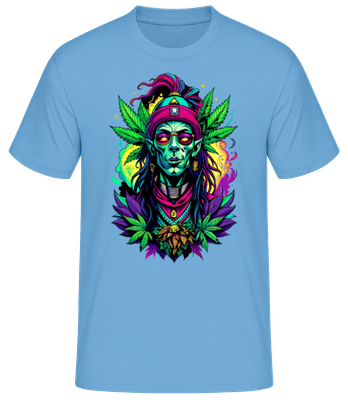 Cannabis Priester - Männer Basic T-Shirt - Hellblau - Vorne